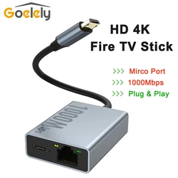 Zewnętrzna karta sieciowa Goelely RJ45 100/1000 Mb/s Mirco Port 4K Fire TV Stick Wyświetlacz LED Adapter Ethernet Plug&Play do Smart TV