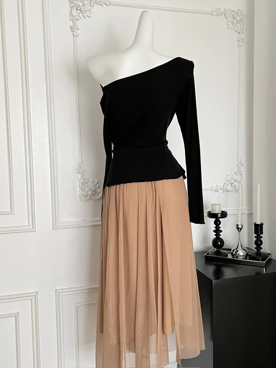 Ele Long Sve Embroidered Knitwear Me Waist-Cinching Top And Skirt Set Autumn Faion Casual Youth Universal Fit