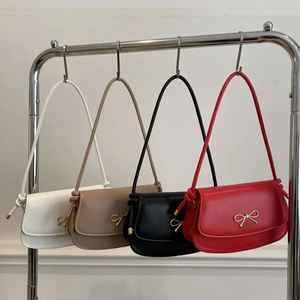 

Fashionable New Design Y2k Bow Shoulder Bags Solid Color Sweet Bowknot Armpit Bag PU Leather Luxury Women Handbag Girls