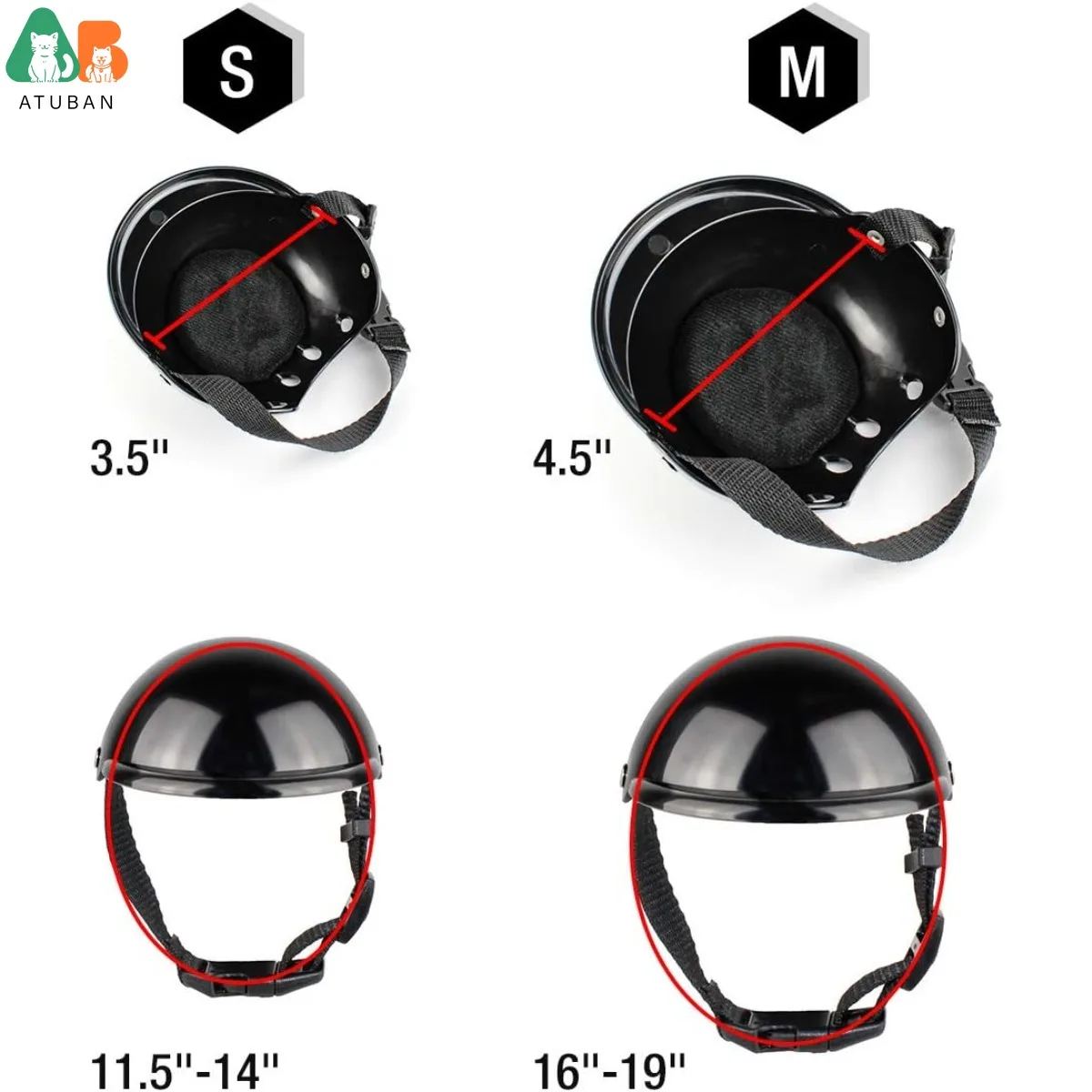 ATUBAN Dog Helmet, Motorcycle Safety Hat for Cats and Small Dogs' Biking Cycling,DIY Cat Hat,Adjustable Puppy Helmet Pet Hat view 2