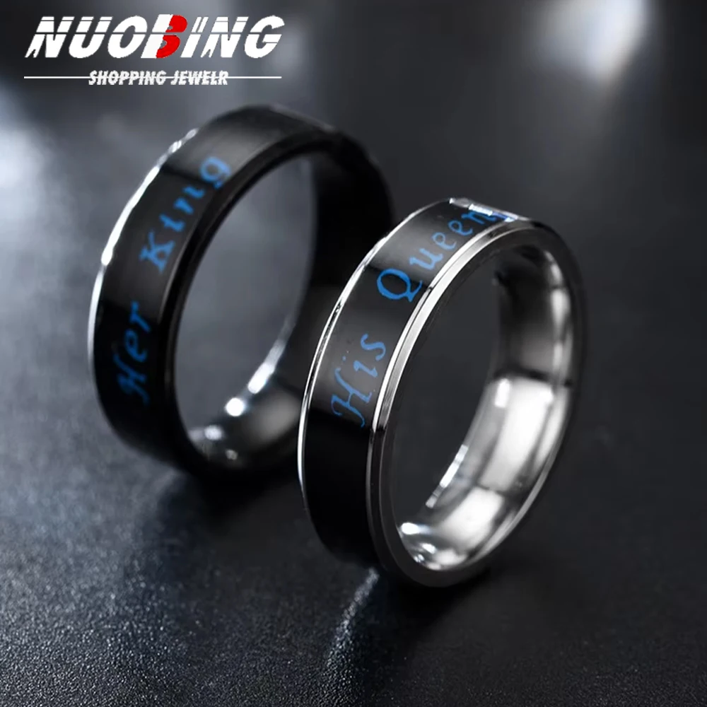 

Smart High-tech Ring Wear Body Temperature Display Letters 6MM Fashion Her King His Queen Unisex Smart Jewelry Gift
