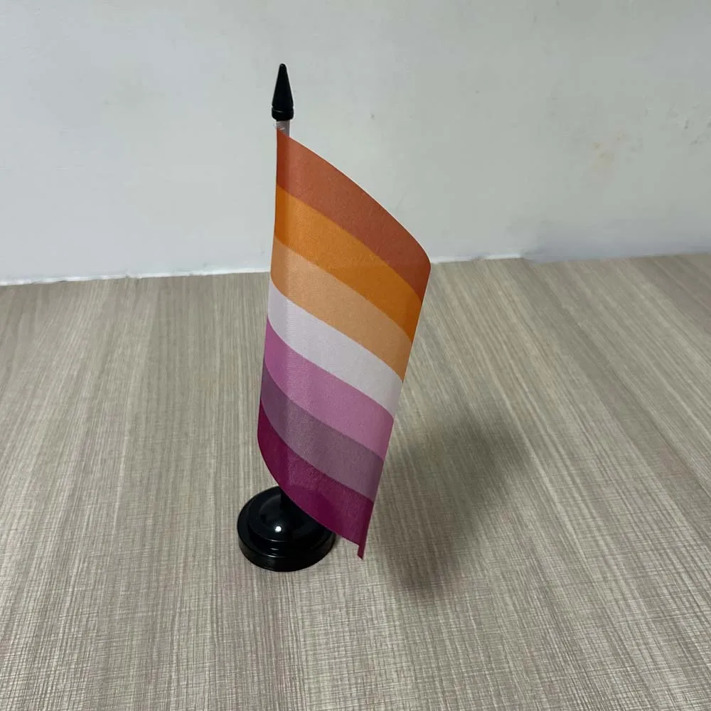 Office Desk Flag of LGBT Rainbow Pride Flag 14x21cm polyester  Lesbian Gay Bisexual desk Flags mini Rainbow flag for decoration