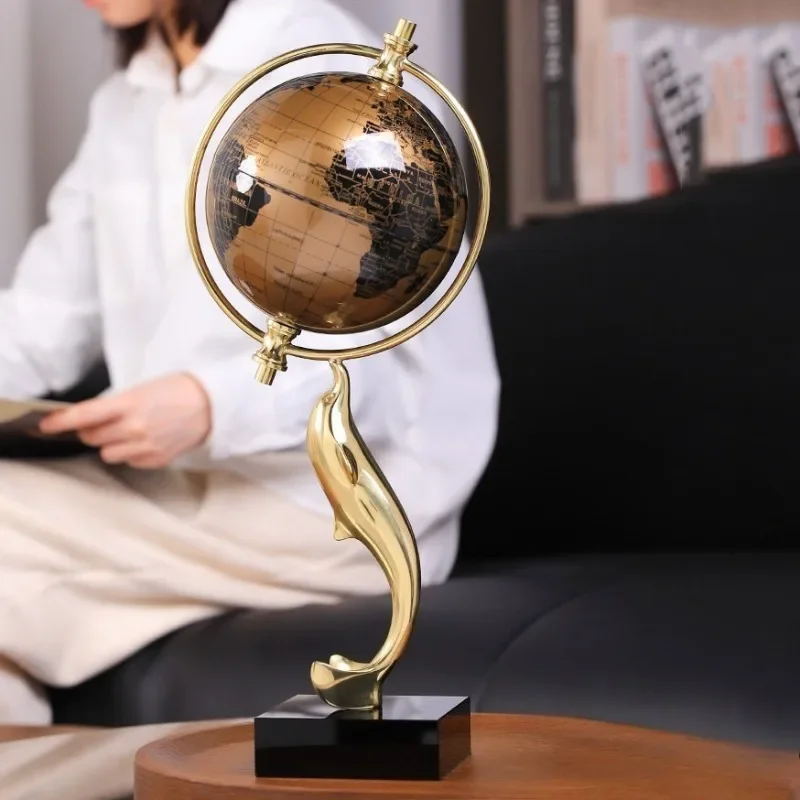 Metal Globe Ornament Luxury Creative Ornaments Modern Scandinavian Desktop Decoration Crafts Living Room Aesthetic Room Decor