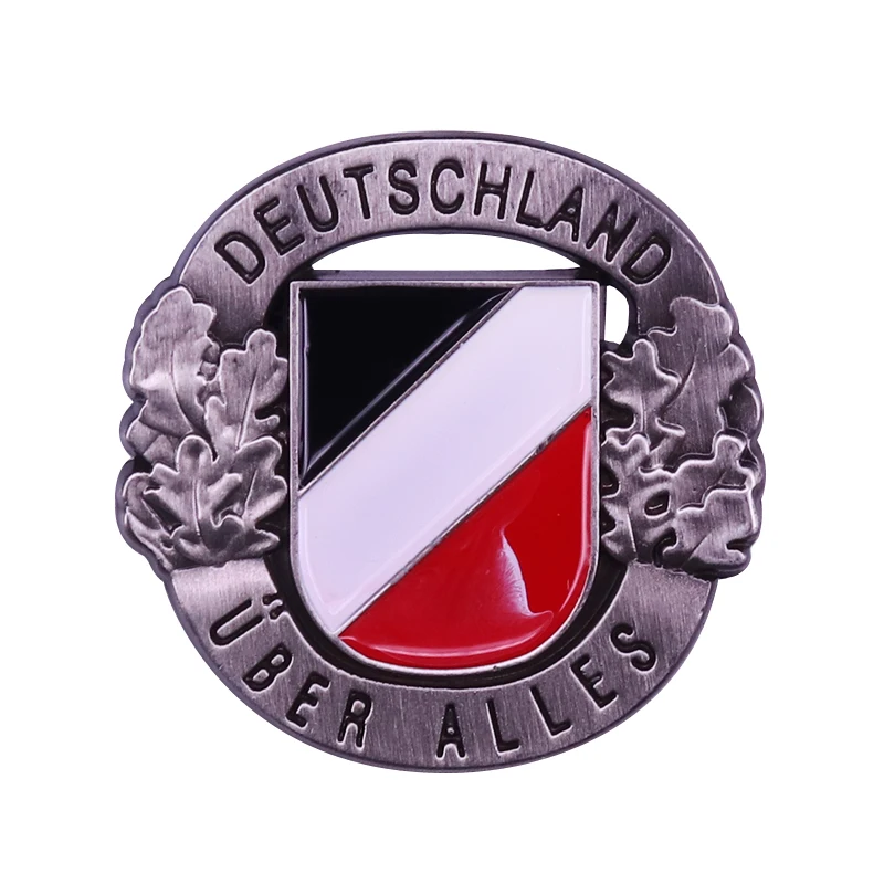 German Deutschland uber alles Black white and red flag badge