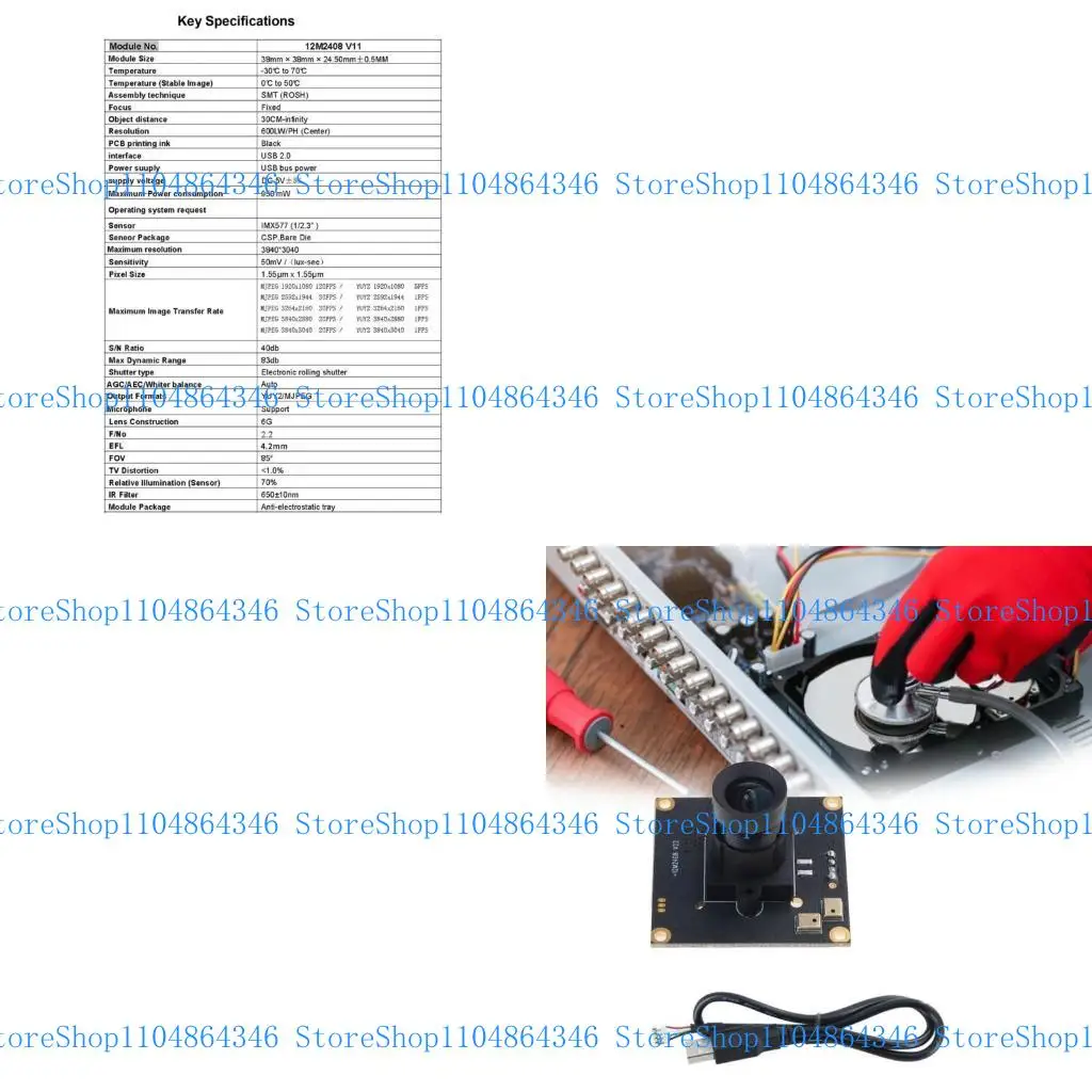 

USB -камера с 5 -мегапиксельной камерой 5ASD с IMX577 Sensing Digital Microphone 3840x3040 30f