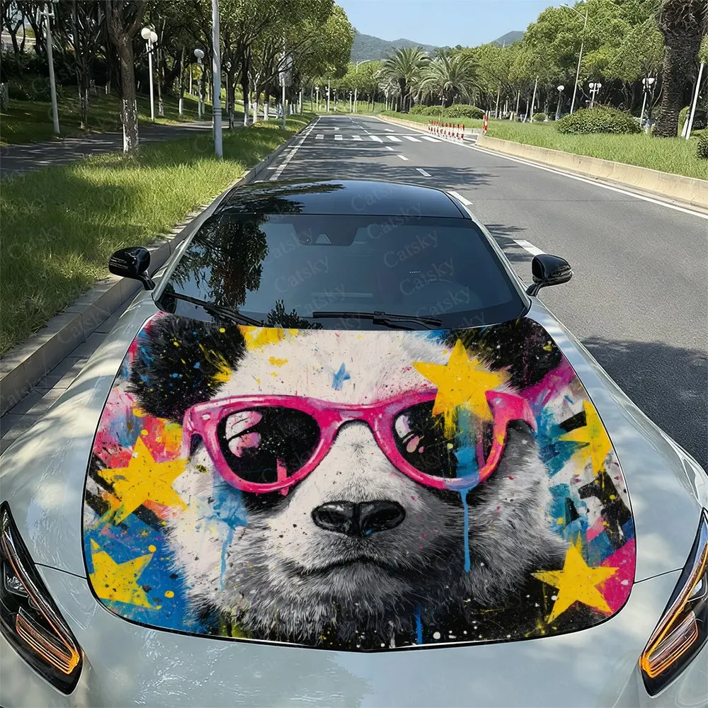 

Hip Hop Style Panda Car Vinyl Wrap - PVC Material,Durable And Stylish Bonnet Decal For Cars, Trucks, And SUVs,Car Stickers For V