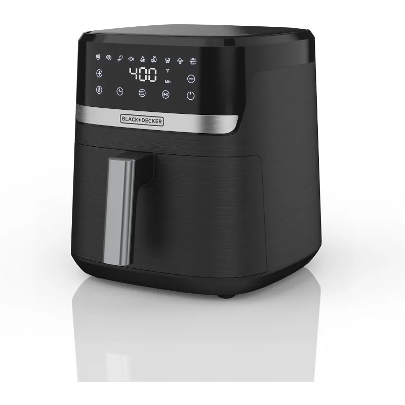 6QT Air Fryer, 60 minute timer & auto shut-off, LED touchscreen with 9 presets, 1500w up to 400 F