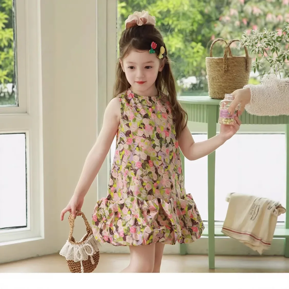 

Милое летнее платье для маленьких девочек, новый стиль, тонкая детская одежда, наряд для малышей