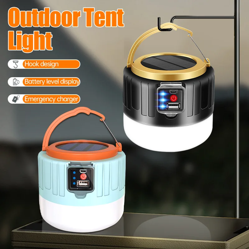 

Solar LED Camping Light Waterproof Portable Tent Lamp Rechargeable Lanterns Outdoor Emergency Lights Market Energy Saving Bulb
