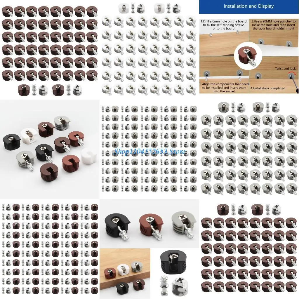 

Y6GD 50Pcs Concealed Cabinet Connectors with Screws Furniture Connecting Bracket Recessed Screw Fastener Easy to Install
