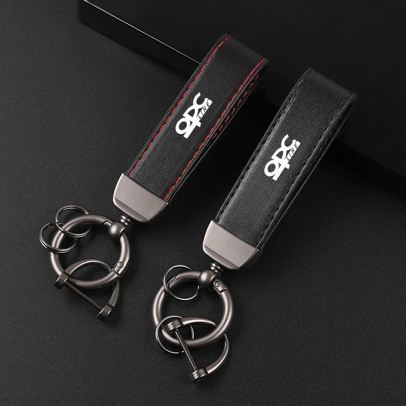 Deluxe Leather Keychain with Car Badge Keychain Pendant For opel OPC LINE