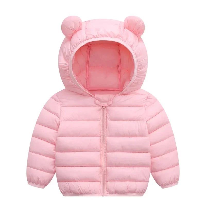 Cute Baby Girls Winter Clothes Kids Light Down Coats with Ear Hoodie Spring Girl Jacket Toddler Children Clothing for Boys Coat