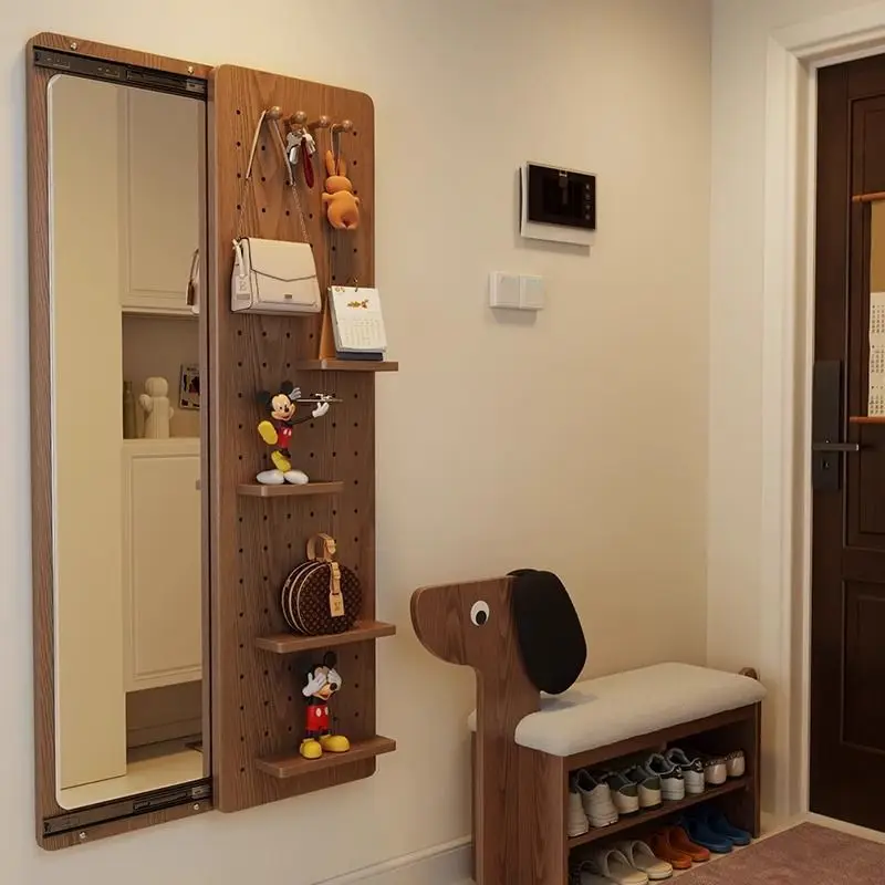 Invisible full-length mirror push-pull closed hidden full-body mirror attached to the wall can block wall-mounted hole board