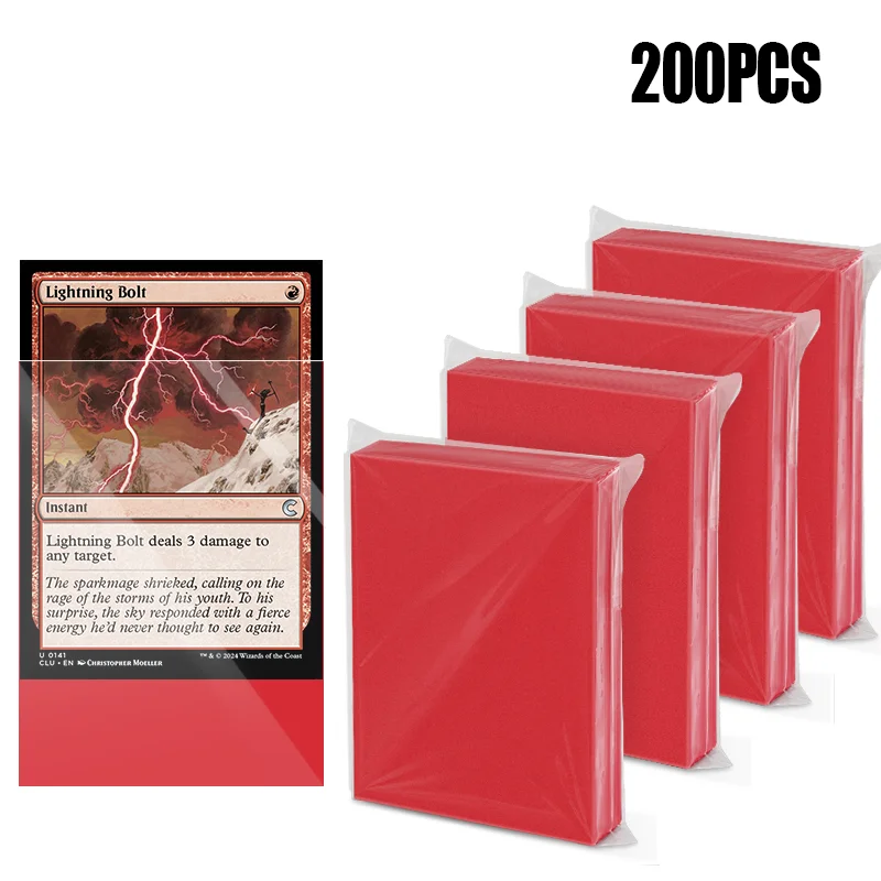 Card Sleeves -200Pcs,Clear Front & Matte Finish Back,Standard Size Pack-66x91mm, Collectible Card Storage, Protective Cover