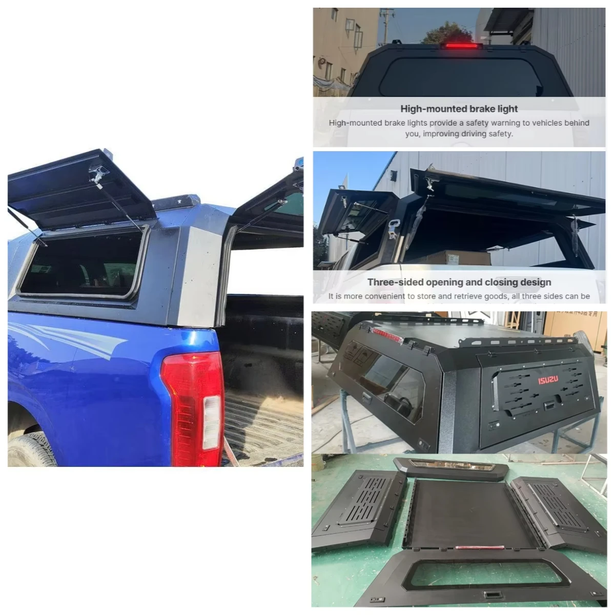 4x4 Waterproof Locking Rolling Cover Truck Canopy Rack BYD Shark 6 Range F150 NP300 Pickup Tonneau Cover Manganese Steel Black