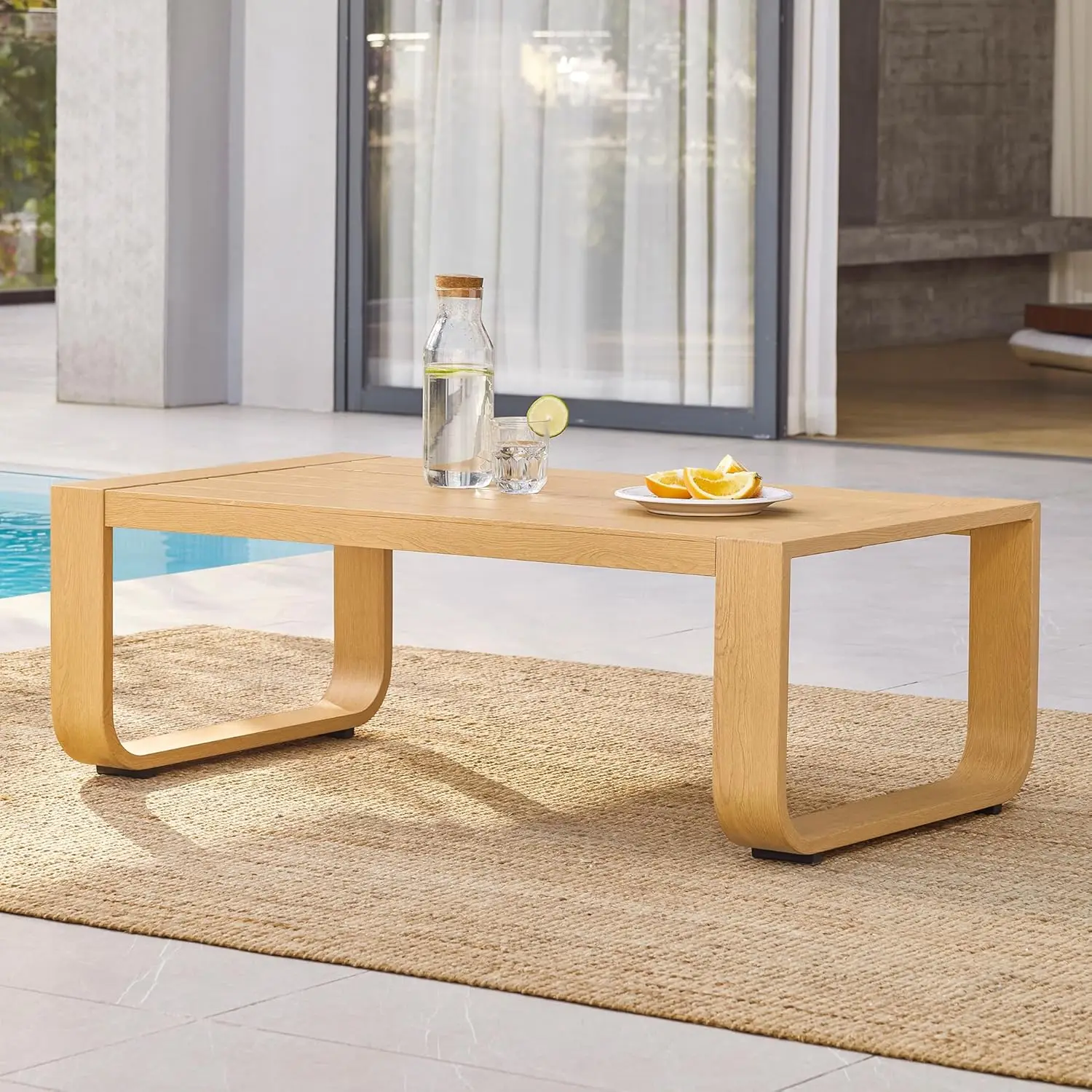 

Aluminum Outdoor Patio Furniture Coffee Table, All-Weather Outdoor Metal Coffee Table, Modern Rectangle Coffee, Customized