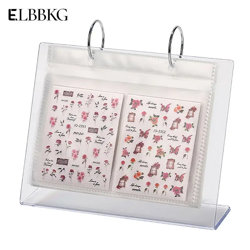 17 Pages Nail Stickers Storage Book Decals Organizer Holder Display Plastic Transparent Film Nail Art Tools Manicure Nail Tools