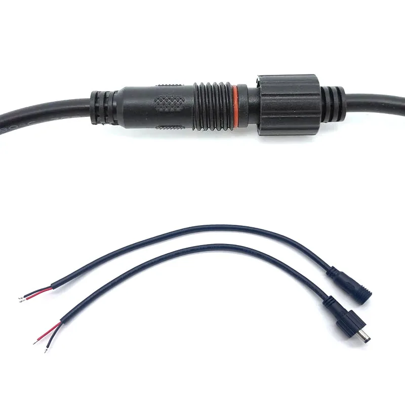 تيار مستمر 5.5x2.1 مللي متر IP68 مقاوم للماء 18AWG 7A ذكر موصل سالب التوصيل 2 دبوس محول التيار الكهربائي الأسلاك