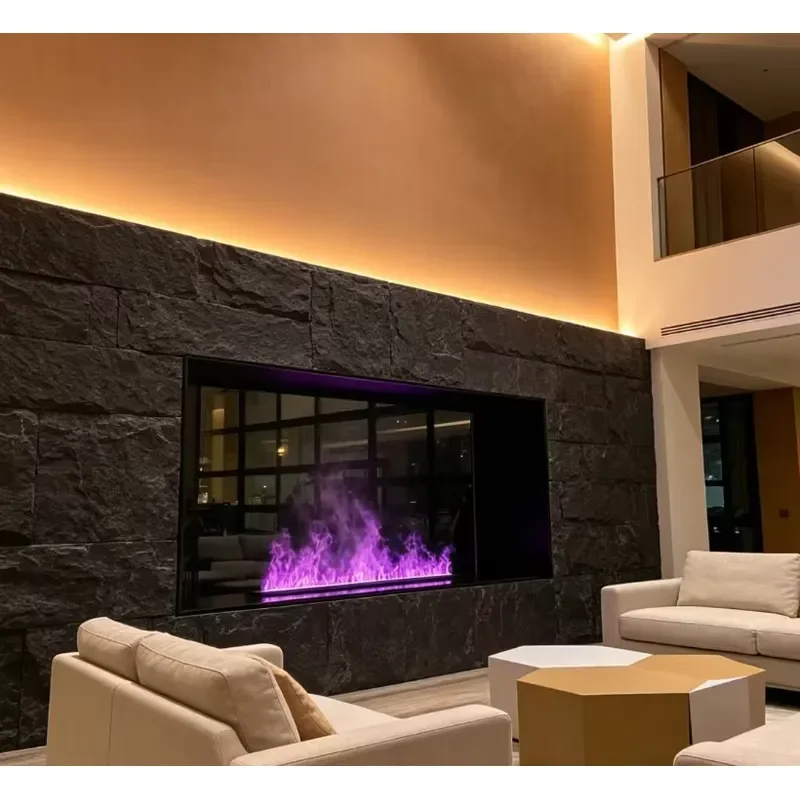 2026 New, High Quality Commercial Grade Steel 3D Water Vapor Fireplace Ultrasonic Mist Steam Effect Modern Designer Electric