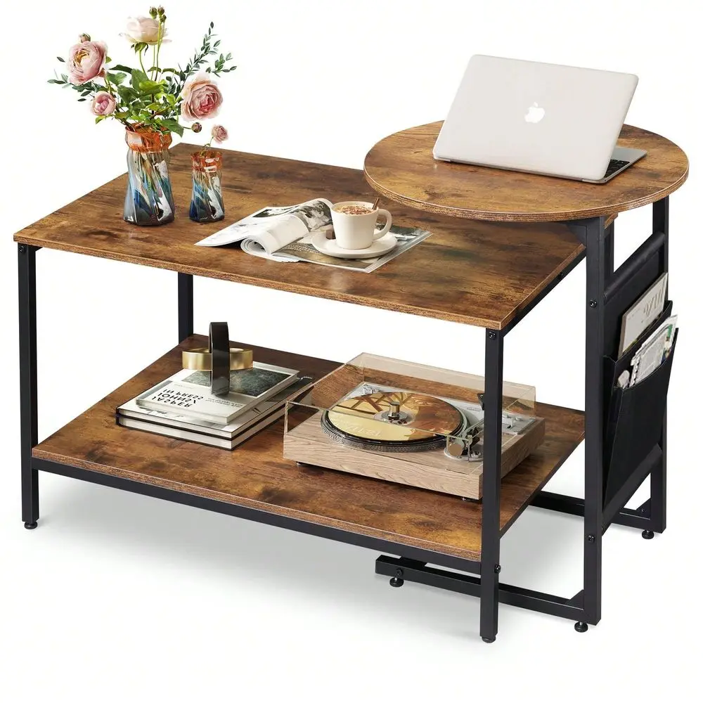 

Table, 31.3 And 18.7 Small Coffee Tables For Living Room, Modern Center Table And Side Table Set With Storage Side Pouch For Be