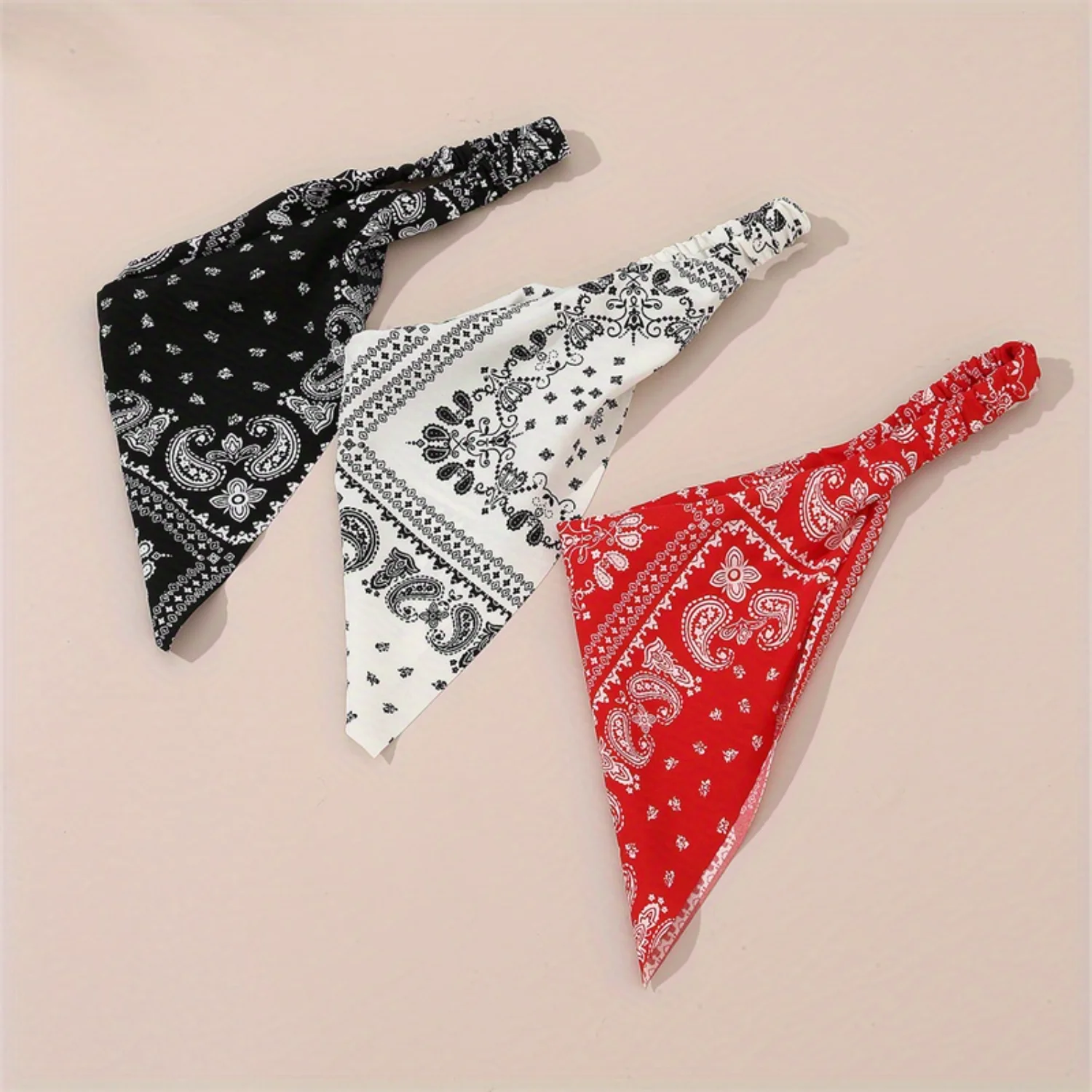 3pcs/Set Floral Hair Bandanas Headband Turban Head Kerchief  Elastic Headwear Hair Accessories