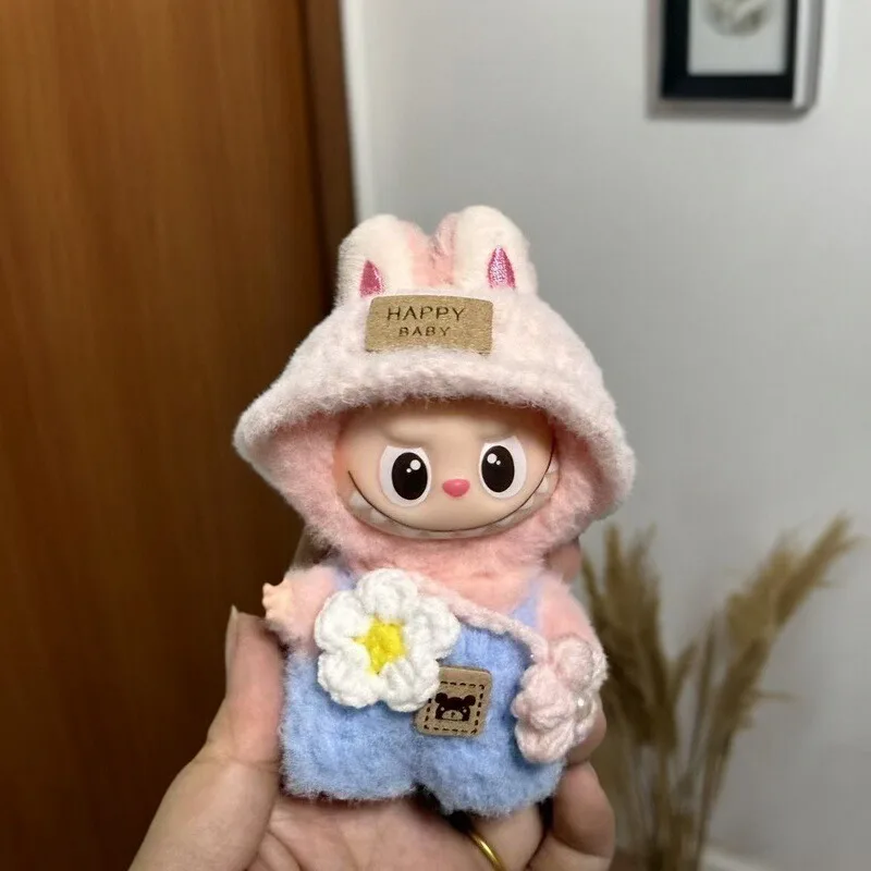 Vêtements de printemps rose pour Labubu 4.0, ensemble de costumes de lapin, bonhomme de neige et abeille, vêtements de poupée, accessoires floraux, vêtements cadeaux uniquement