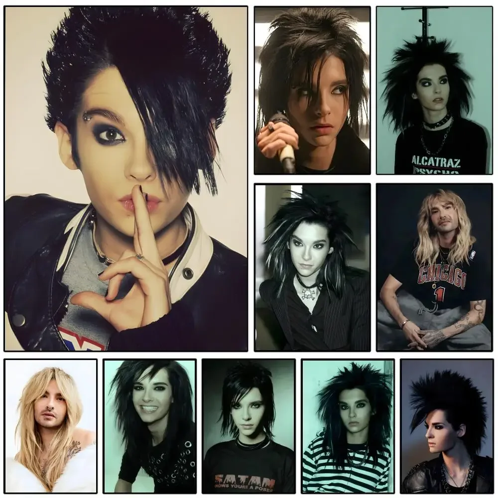 1pc Tokio Hotel Tom Bill Kaulitz Poster Self-adhesive Art Waterproof Paper Sticker Coffee House Wall Decor