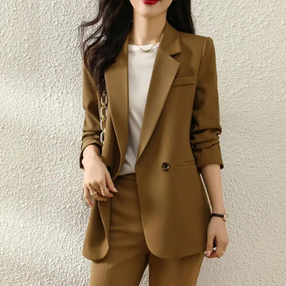 Women\'s Jacket New In Korean Fashion Small Suit Top Brown Suit Coat Clothes Loose Straight Temperament Slim Blazer Business