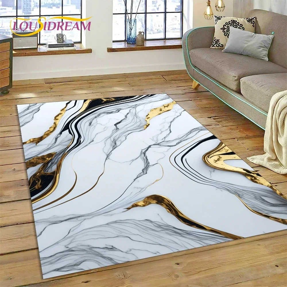 Luxurious Green Gold  Colour Marble Dream Carpet Rug for Bedroom Living Room Sofa Decoration,Children Game Large Decor Floor Mat