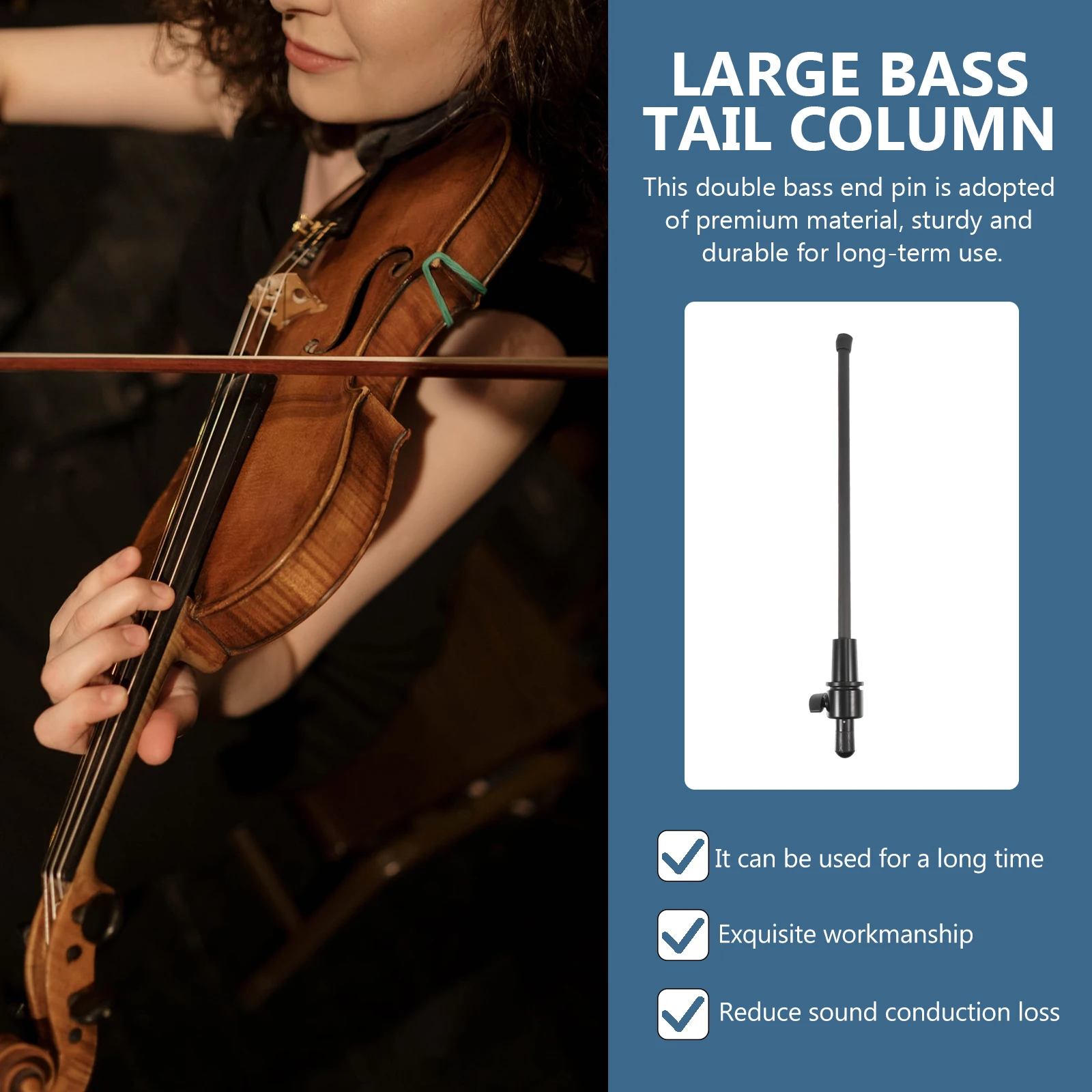 

Carbon Fiber Double Bass End Pin Durable Bass Accessory Strong Tail Rod Supporting Reducing Loss Sound Conduction Long Term Use