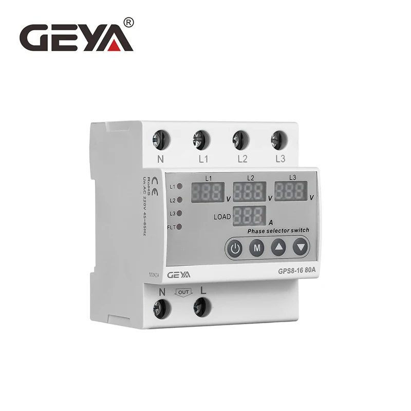 GEYA Phase Selector Switch 63A 80A Voltage Current Monitoring Protector Overcurrent Protection Automatic Transfer Switch Ammeter