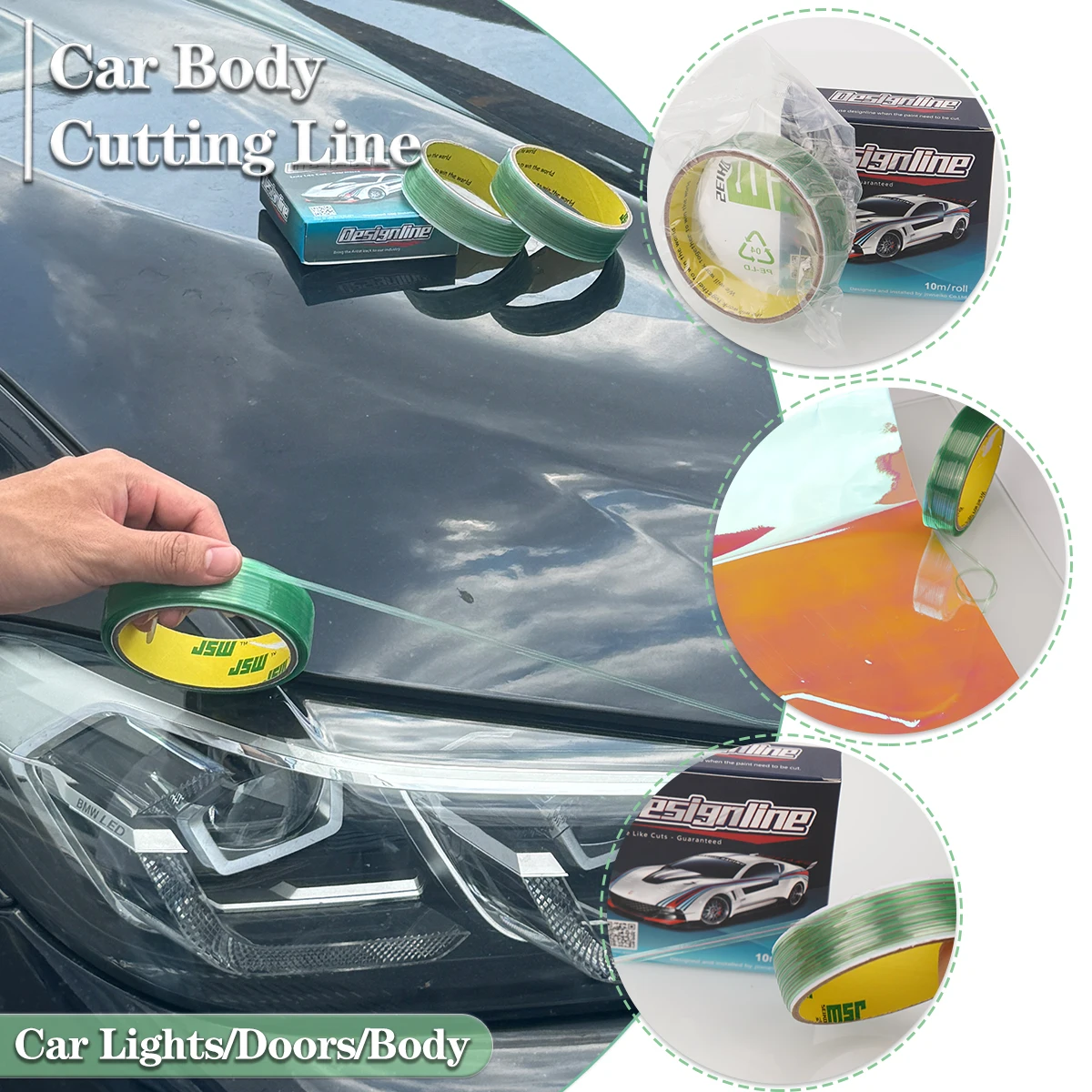 5/10/50m Car Vinyl Packaging Film Knife Free Tape Design Line Seamless Cutting Tool Car Film Packaging Cut Tape Tool Accessories