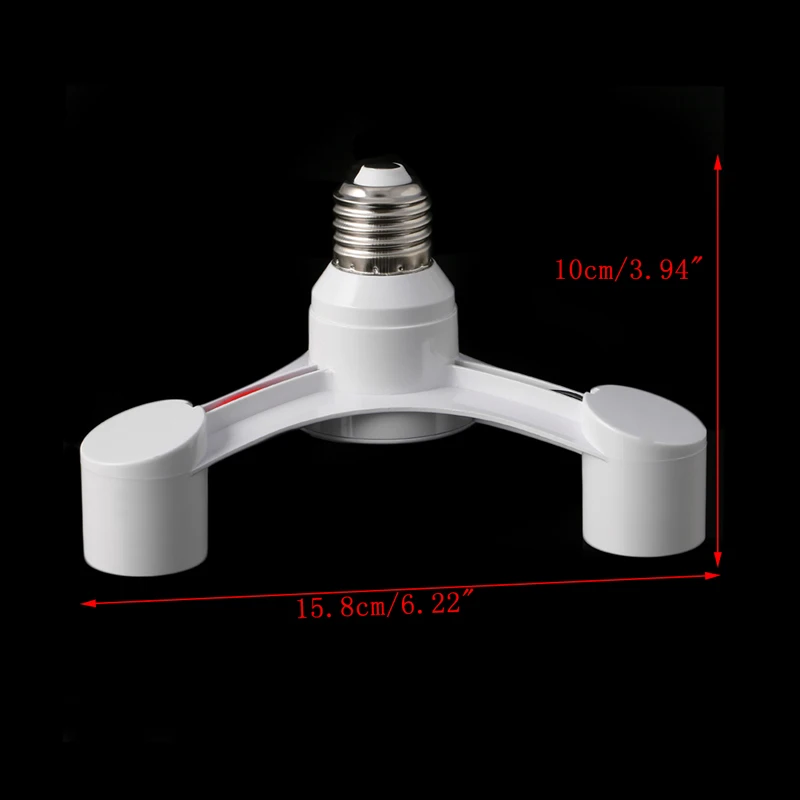 3 In 1 E27 To 3E27 Base Socket Splitter LED Light Lamp Bulb Adapter Holder White