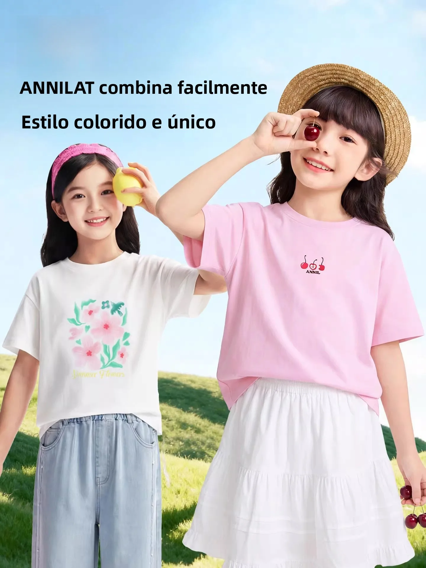 annil-kids'-round-neck-short-sleeve-knitted-t-shirt-sporty-casual-top-for-boys-and-girls-breathable-cotton-polyester-blend-su