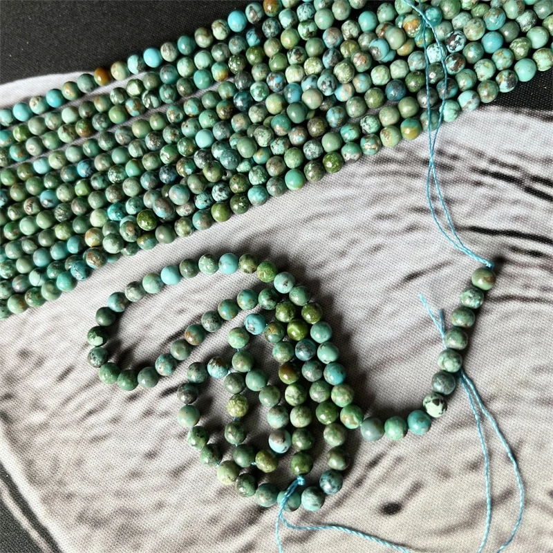 5mm Hubei Raw Turquoise Beads 100% Natural Gemstone Genuine Natural Gem Stone for Bracelet Diy Healing Power Jewelry Making