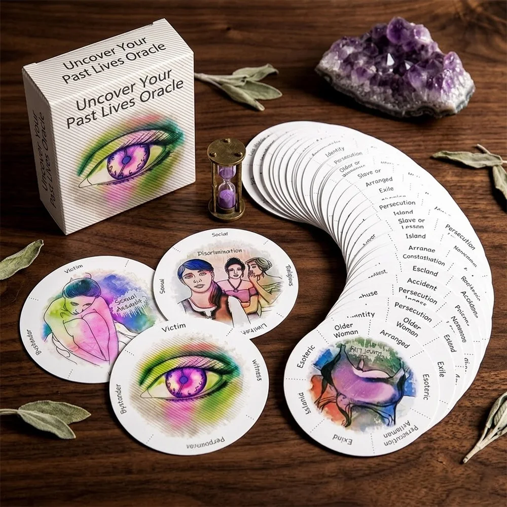 87 PCs  Uncover Your Past Lives Oracle Cards Round Tarot Deck Divination Tool for Spiritual Enlightenment and Board Game