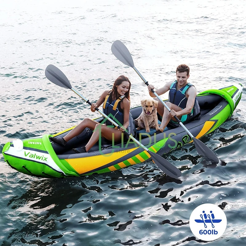 Inflatable Kayak with Sunshade Inflatable Fishing Boat Thickened and Wear-resistant for Adults PVC Rowing Kayak for Water Sports