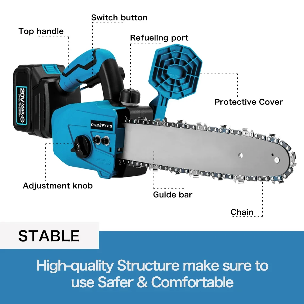 Brushless 12 Inch Lubricating Oil Chain Saw Cordless Electric Saw Chainsaw Power Garden Tool for Makita 18V  Battery