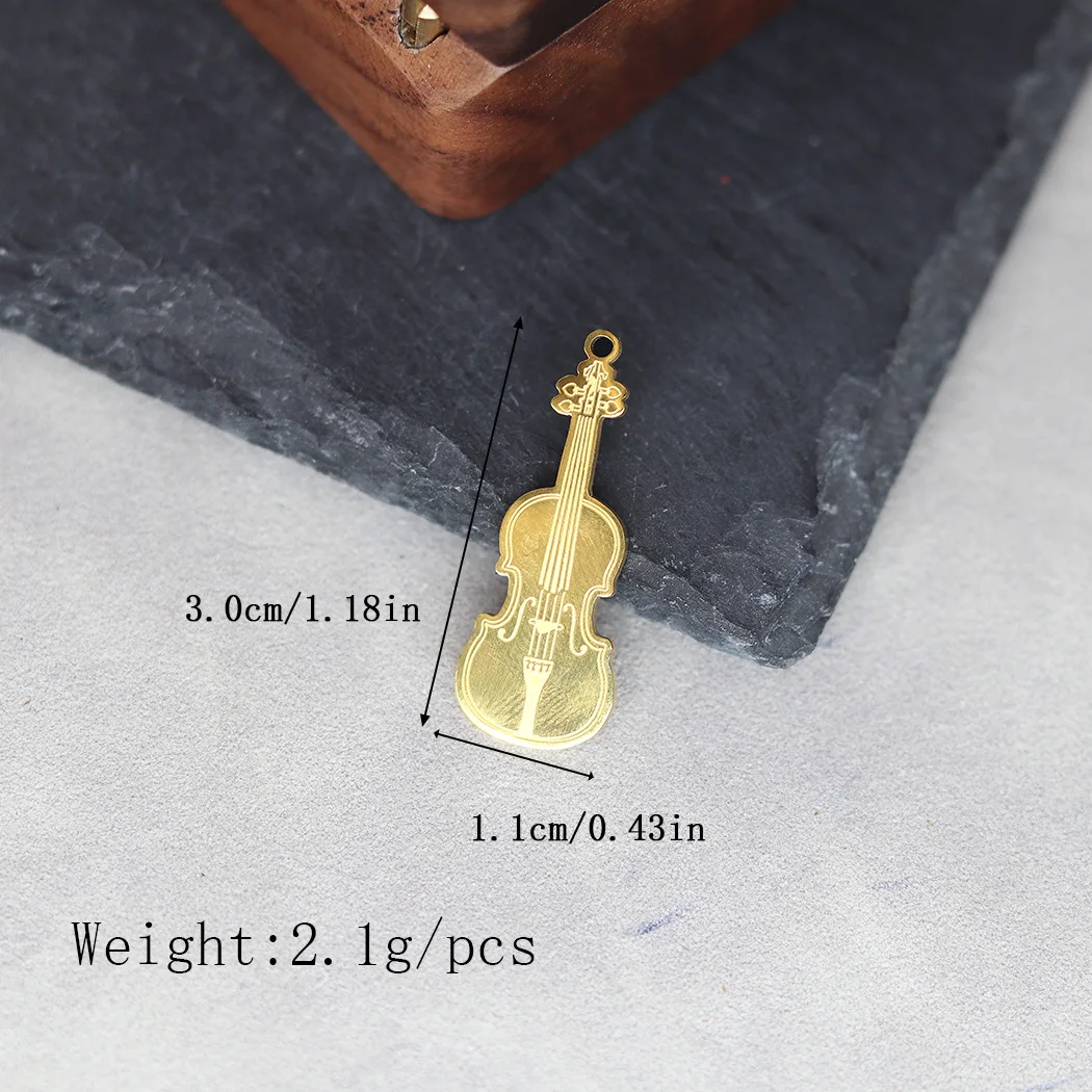 2PCS Musician violin Pendant DIY Stainless Steel Gift For Women Men Charm Pendant For Bracelet Jewelry Findings