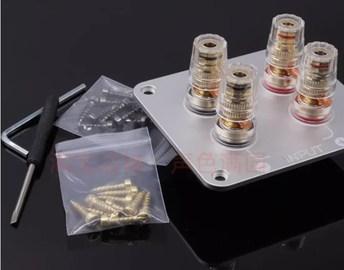 1pair 4-position square copper terminal block speaker junction box speaker audio wiring board DIY accessories free shipping