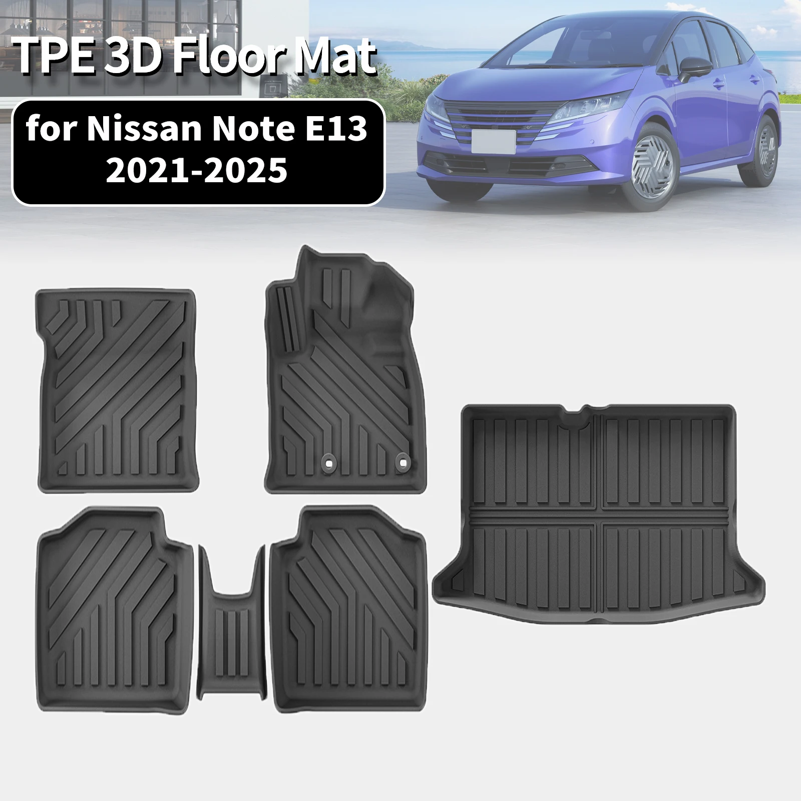 for Nissan Note E13 Fuel 2WD 2021 2022 2023 2024 2025 RHD Eco TPE Car Floor & Trunk Mats, Non-Slip Dust-Proof
