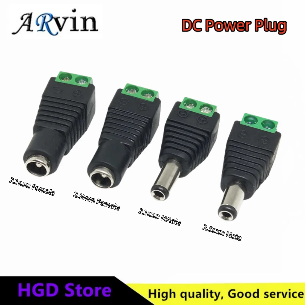 DC 12V Male Female Connector 2.1*5.5mm 2.5 3.5*1.3 Power Cable Power Jacks Adapter Plugs Socket For LED Light CCTV Camera Router