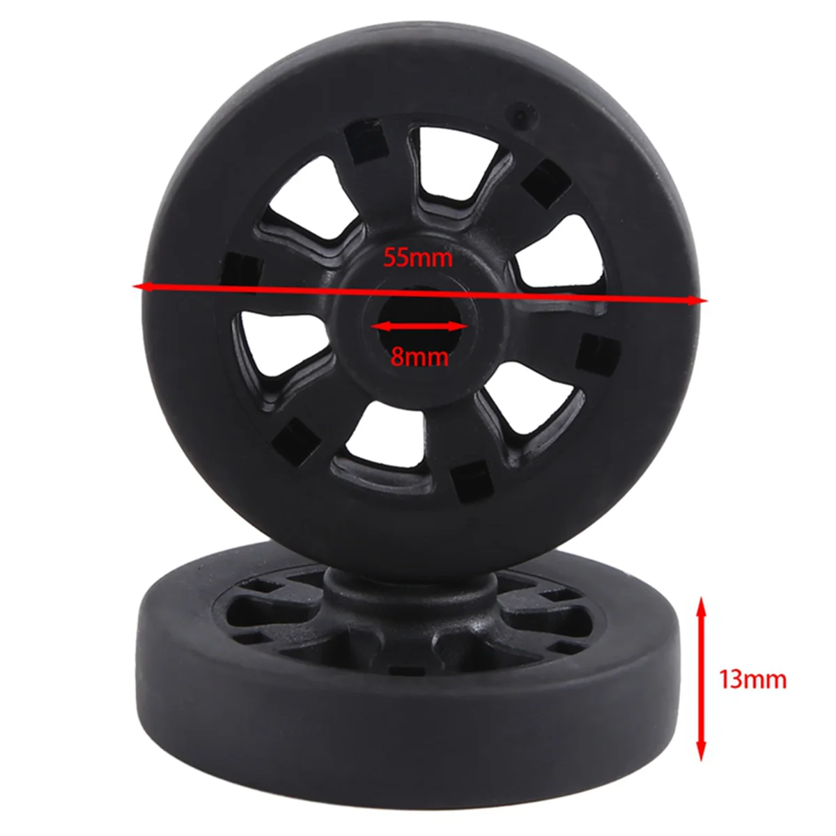 55X13mm Set of 2 Luggage Wheel Suitcase Replacement Wheels, Luggage Suitcase PU Swivel Caster Wheel Bearings Repair Kit