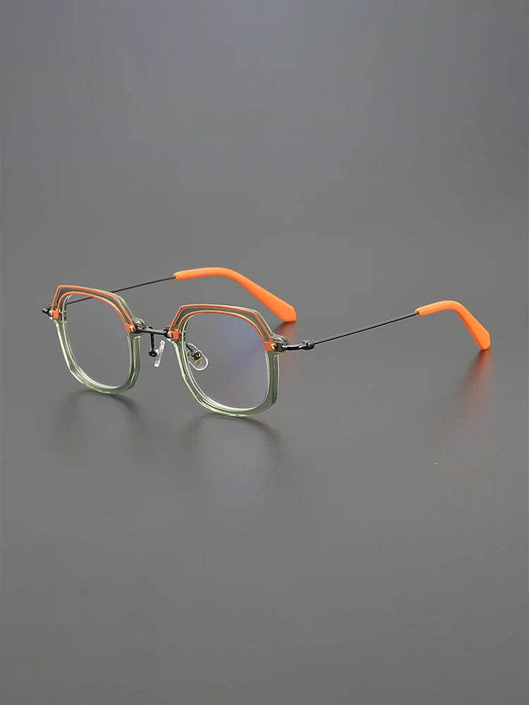 Niche personality ultra light titanium glasses frame male big face designer literary square frame optical prescription glasses