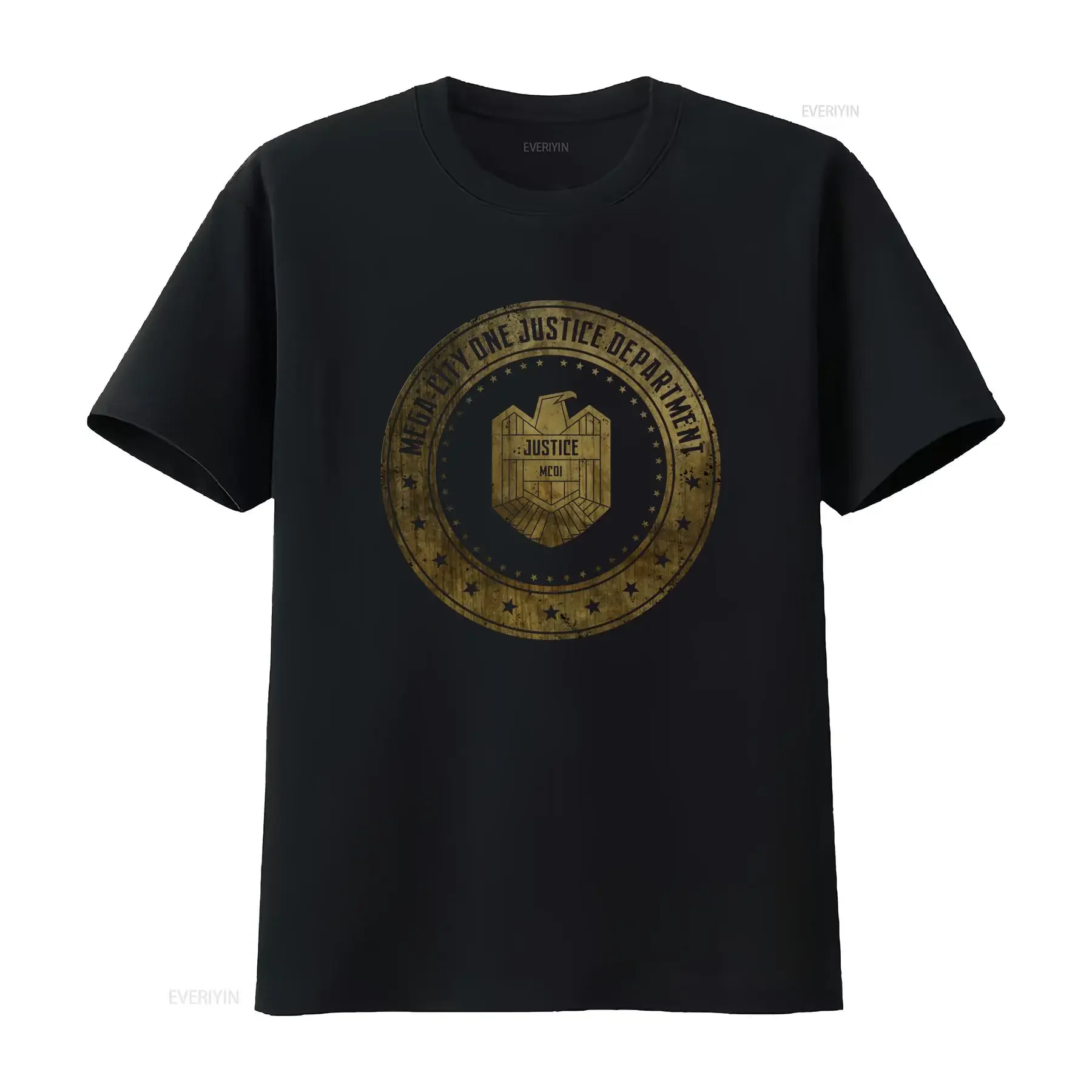 Camiseta MEGA CITY ONE com LOGO do Departamento da Justiça, Design de Águia do Departamento do Juiz Dredd, vintage, lavada, macia, confortável, casual, masculina