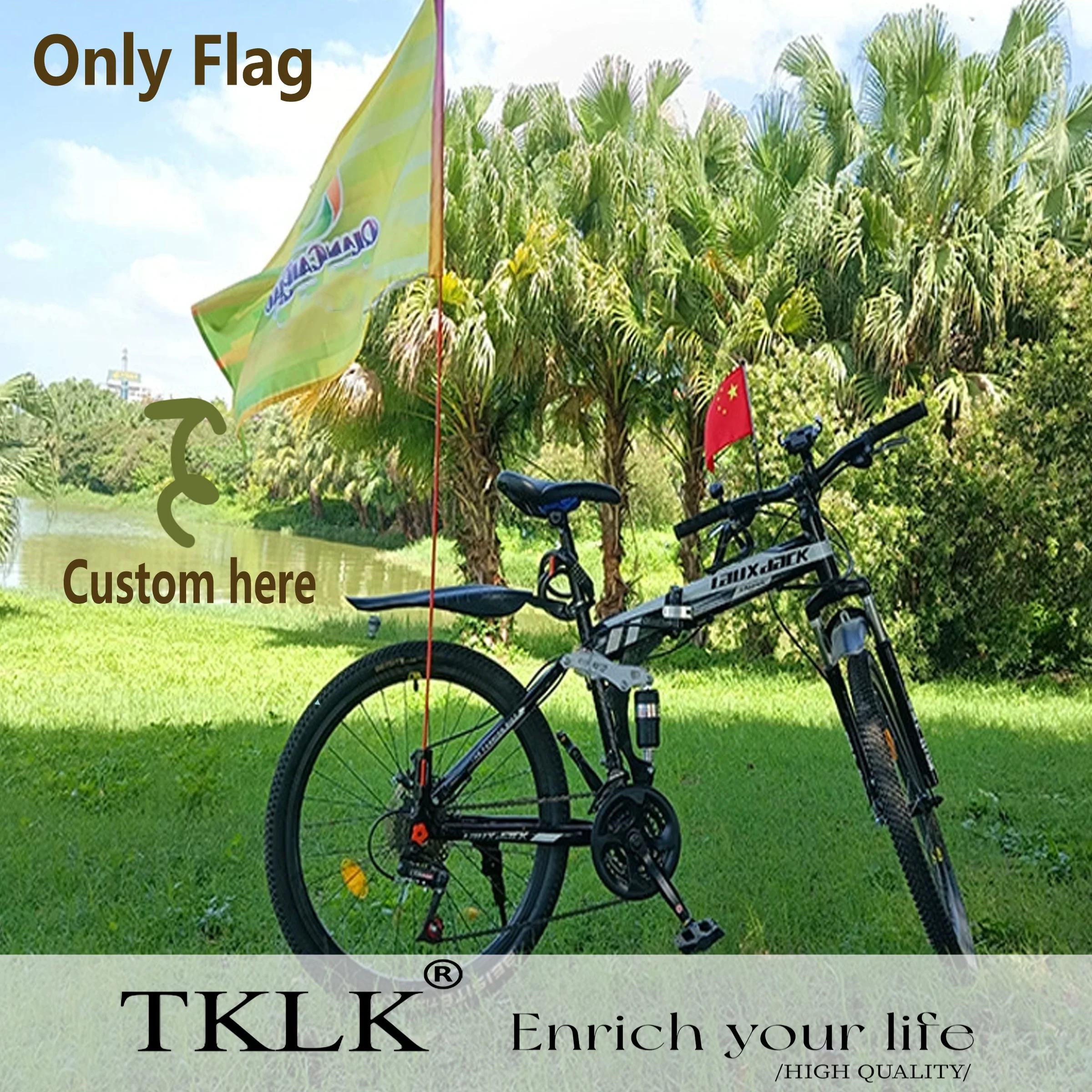 Only Flag- 1P Custom Bicycle Flag Color Flag, Custom Your Own Logo, Text Or Image, For Outdoor Riding, Bicycles, Motorcycles image 3