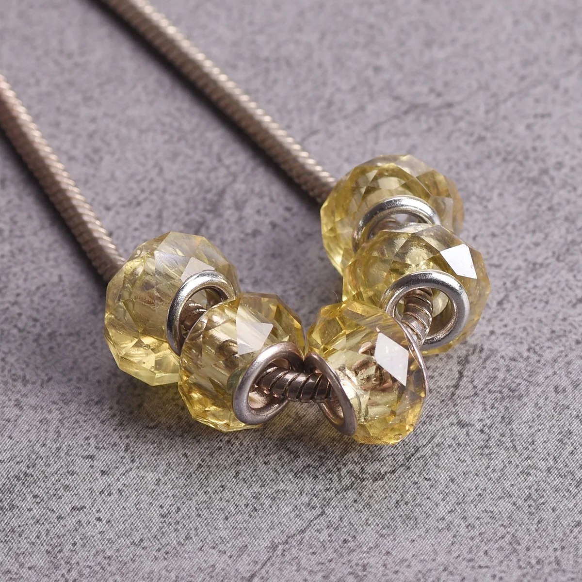 5pcs 14mm Rondelle Faceted European Charms Handmade Lampwork Glass Loose Big Hole Beads For Jewelry Making DIY Bracelet