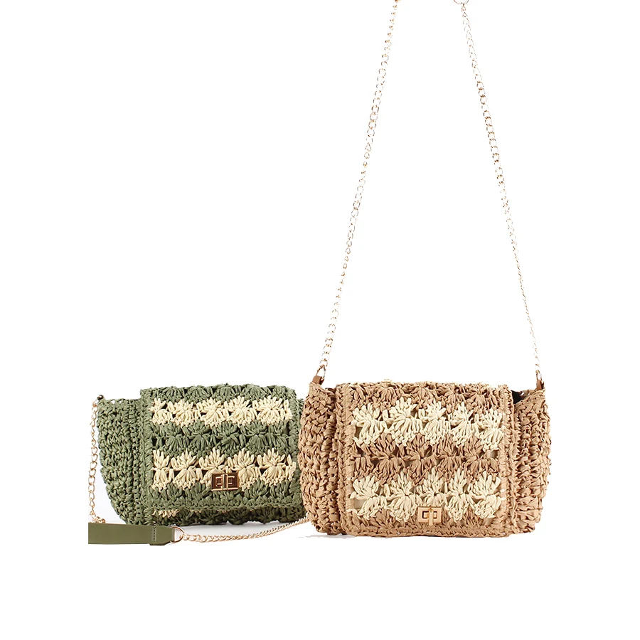 

Straw Crossbody Bags for Women Summer Patchwork Woven Shoulder Bag Purse Raffia Beach Wristlet Crochet Handbag Purse for Women