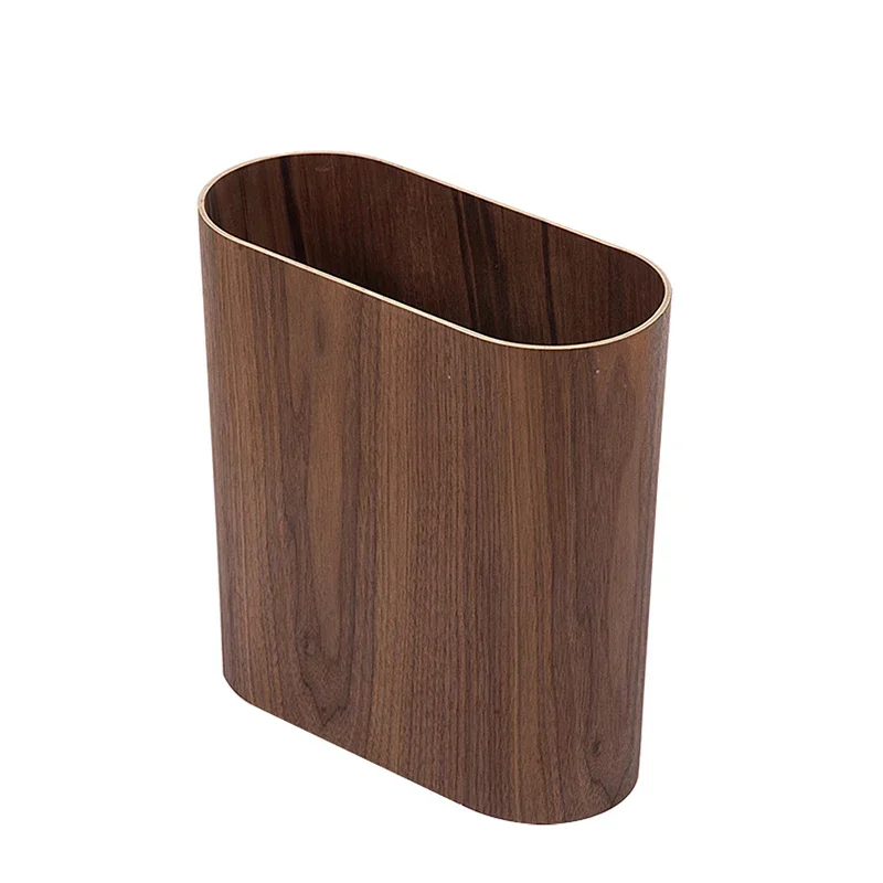 Nordic Stitched Wooden Trash Can Creative Super Narrow Paper Basket for Living Room Bedroom Kitchen and Toilet