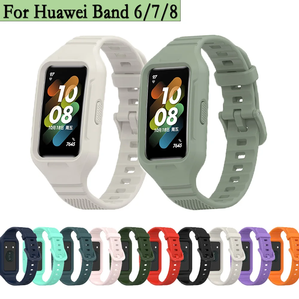 Strap For Huawei Band 9/8/7/6 Silicone Wrist Strap Watch Band Same Color Buckle Accessories Replacement Bracelet Correa